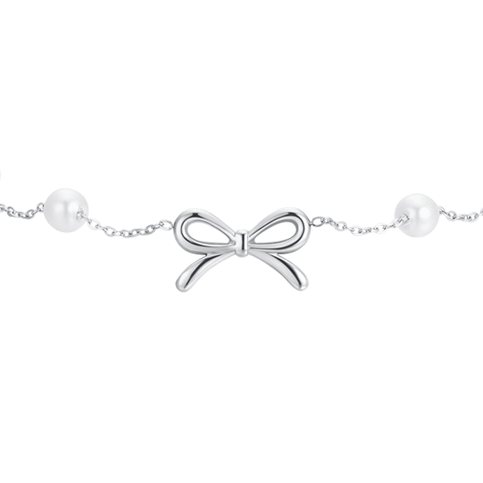 BRACELET FEMME EN ACIER AVEC PERLES ET NŒUD