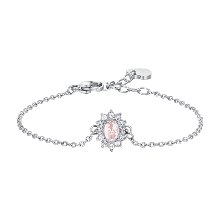 WOMEN'S BRACELET IN STEEL WITH CRYSTALS AND PINK ZIRCON