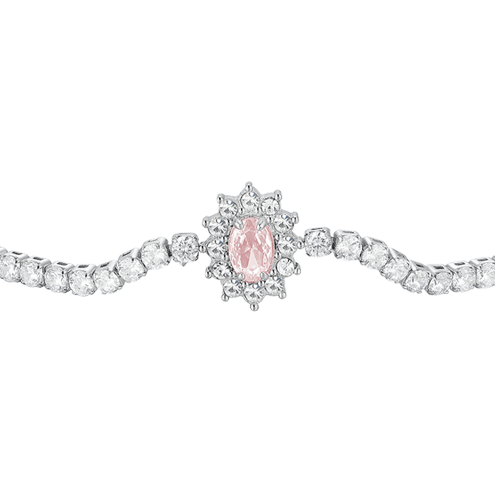 BRACELET TENNIS FEMME EN ACIER, CRISTAUX ET ZIRCON ROSE