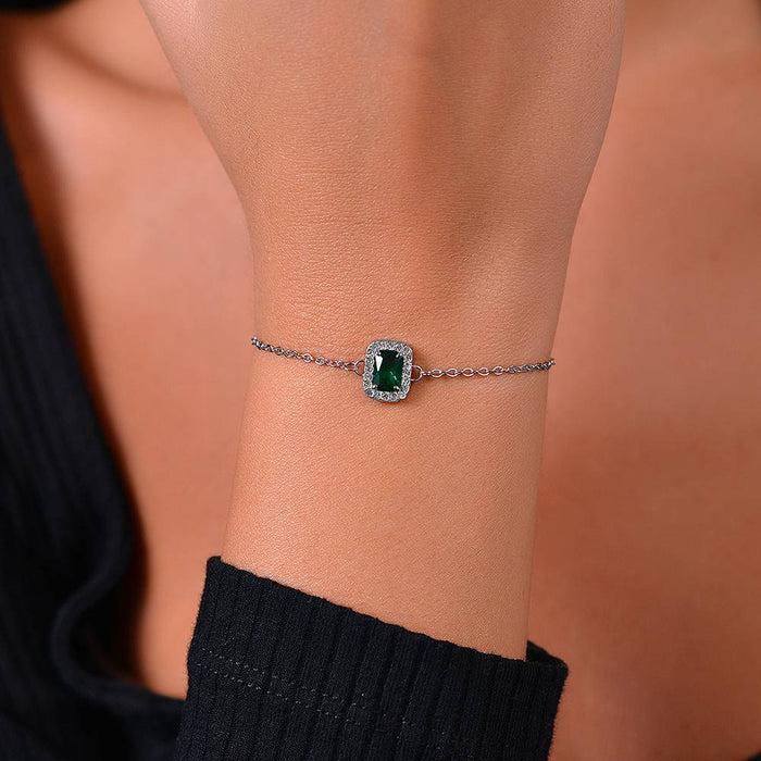WOMEN'S BRACELET IN STEEL, CRYSTALS AND GREEN ZIRCON