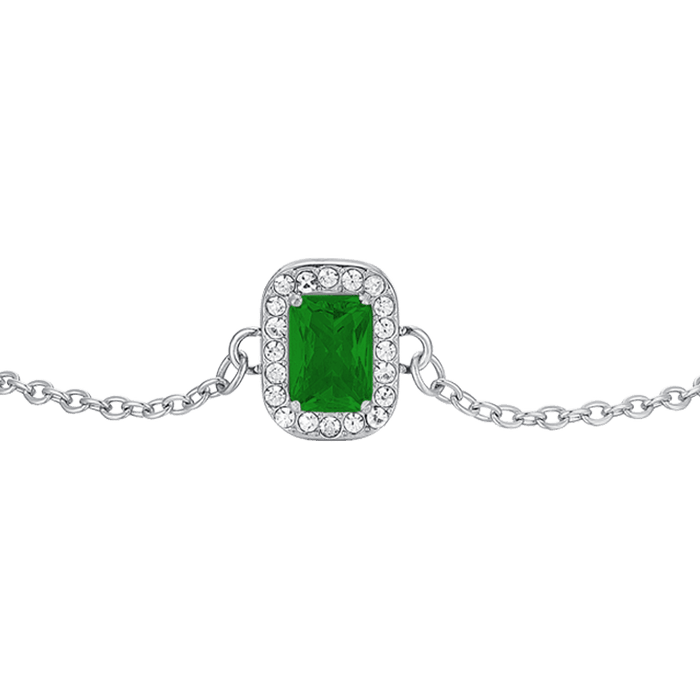WOMEN'S BRACELET IN STEEL, CRYSTALS AND GREEN ZIRCON
