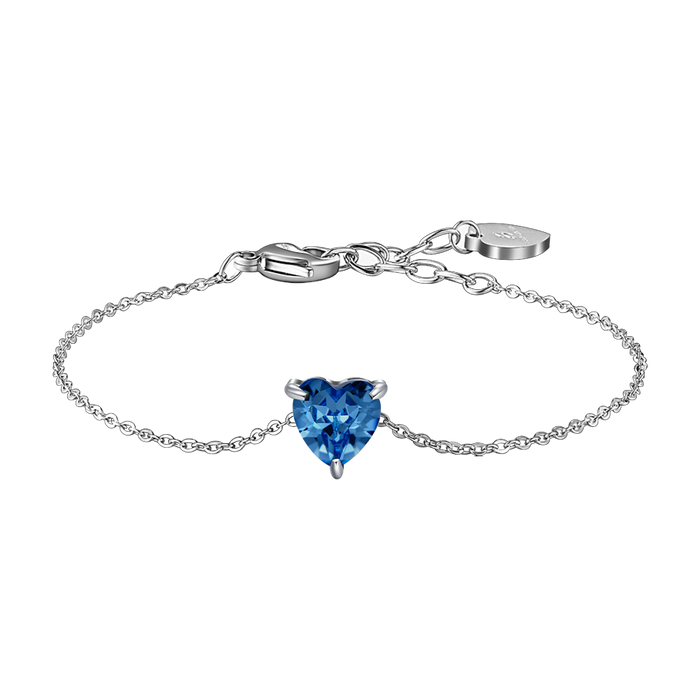 BRACCIALE DONNA IN ACCIAIO CON CUORE CRISTALLO BLU