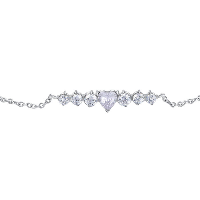 BRACCIALE DONNA IN ACCIAIO CON CUORE E CRISTALLI BIANCHI