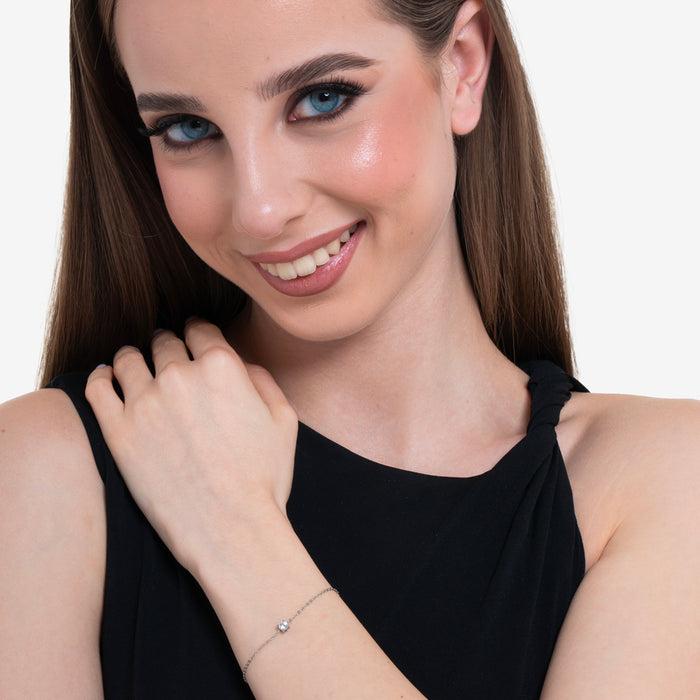 BRACCIALE DONNA IN ACCIAIO  CON CRISTALLO BIANCO