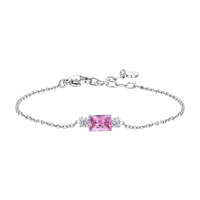 BRACCIALE DONNA IN ACCIAIO CON ZIRCONI ROSA E BIANCHI