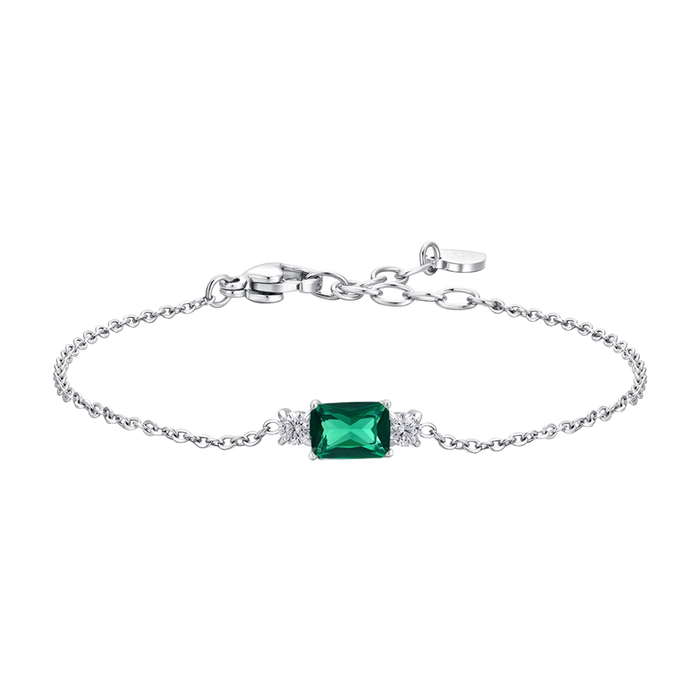 BRACCIALE DONNA IN ACCIAIO CON ZIRCONI VERDE E BIANCHI