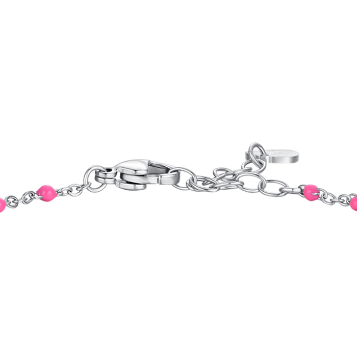 BRACCIALE DONNA IN ACCIAIO CON STELLA, CRISTALLO E PIETRE CON SMALTO FUCSIA