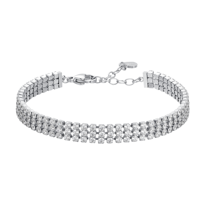 BRACCIALE DONNA TENNIS IN ACCIAIO CON ZIRCONI BIANCHI