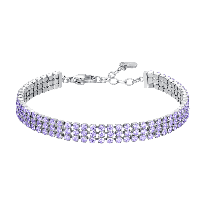 BRACCIALE TENNIS DONNA IN ACCIAIO CON ZIRCONI VIOLA