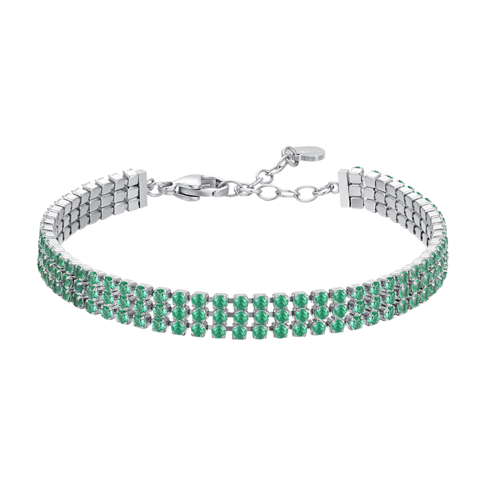 BRACCIALE TENNIS DONNA IN ACCIAIO CON ZIRCONI VERDI
