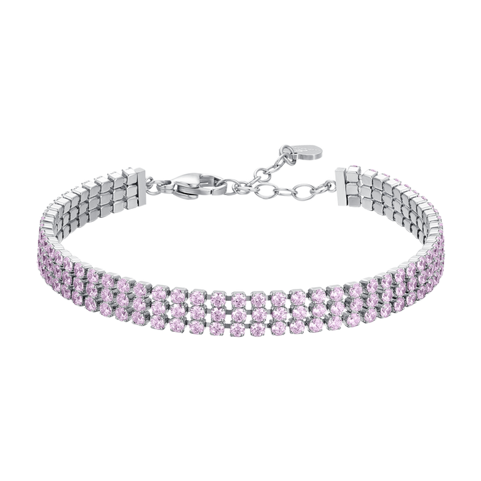 BRACCIALE TENNIS DONNA IN ACCIAIO CON ZIRCONI ROSA