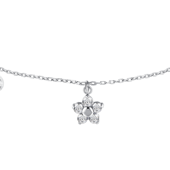 BRACCIALE DONNA IN ACCIAIO CON PENDENTE FIORE E PETALI ZIRCONE BIANCO