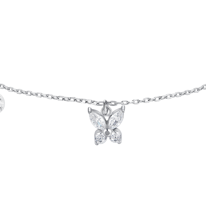 BRACCIALE DONNA IN ACCIAIO CON PENDENTE FARFALLA ED ALI ZIRCONE BIANCO