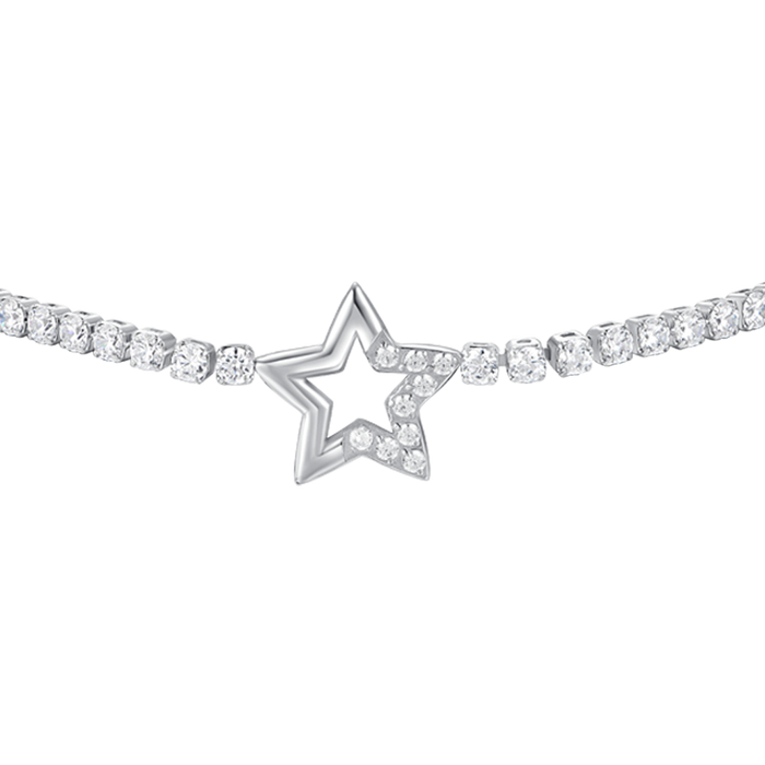 BRACCIALE TENNIS DONNA IN ACCIAIO CON STELLA E PUNTI LUCE CON ZIRCONI BIANCHI