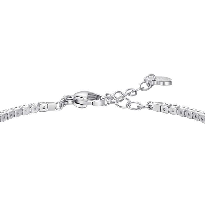 BRACCIALE TENNIS DONNA IN ACCIAIO CON CUORE E PUNTI LUCE DI ZIRCONE BIANCO