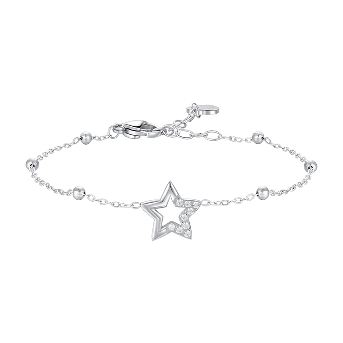BRACCIALE DONNA IN ACCIAIO CON STELLA E PUNTI LUCE DI ZIRCONE BIANCO