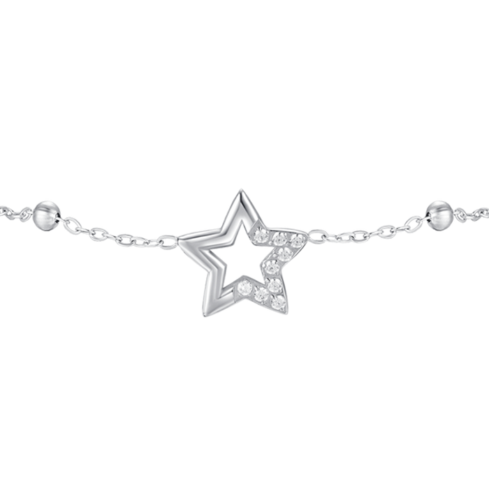 BRACCIALE DONNA IN ACCIAIO CON STELLA E PUNTI LUCE DI ZIRCONE BIANCO