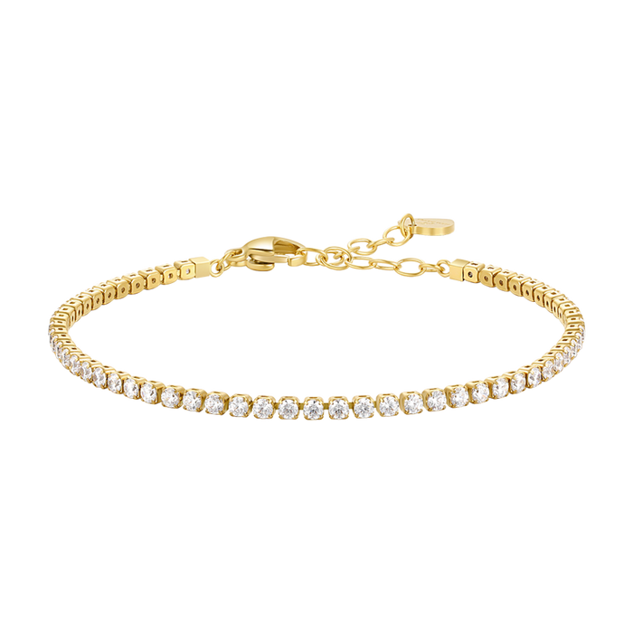 BRACCIALE TENNIS DONNA IN ACCIAIO CON ZIRCONI BIANCHI COLORE ORO