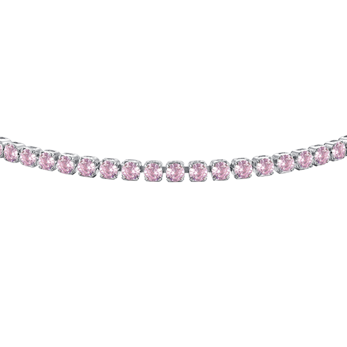 BRACCIALE TENNIS DONNA IN ACCIAIO CON ZIRCONI ROSA