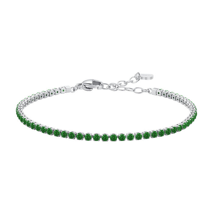 BRACCIALE TENNIS DONNA IN ACCIAIO CON ZIRCONI VERDI