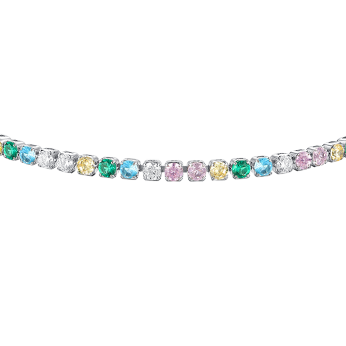 BRACCIALE TENNIS DONNA IN ACCIAIO CON ZIRCONI MULTICOLOR