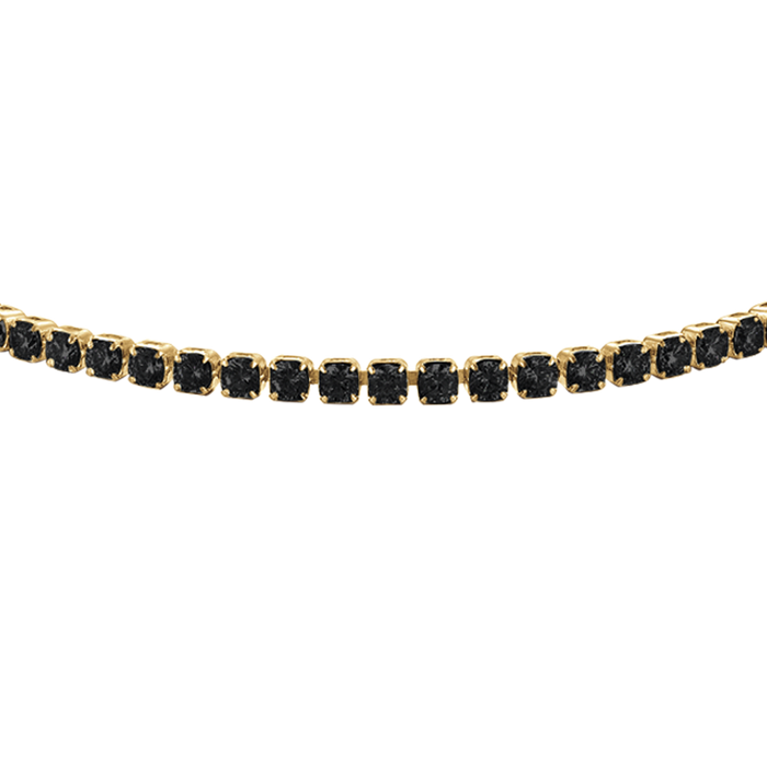 BRACCIALE TENNIS DONNA IN ACCIAIO COLORE ORO CON ZIRCONI NERI