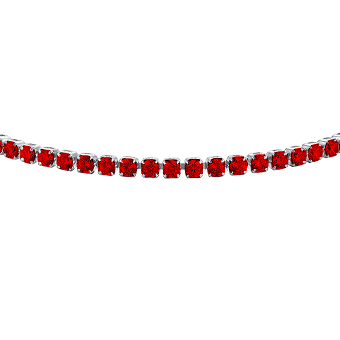 BRACCIALE TENNIS DONNA IN ACCIAIO COLORE ORO CON ZIRCONI ROSSI