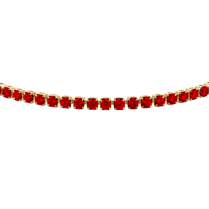BRACCIALE TENNIS DONNA IN ACCIAIO COLORE ORO CON ZIRCONI ROSSI