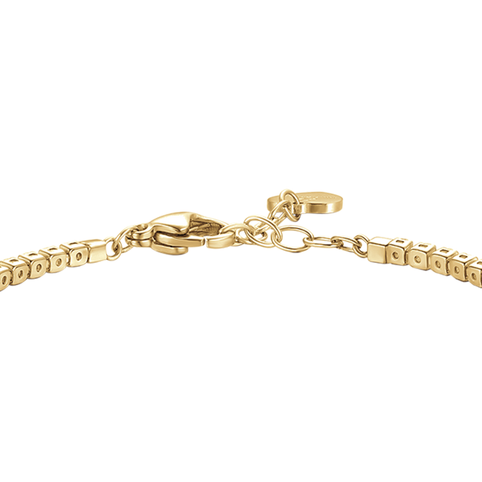 BRACCIALE TENNIS DONNA IN ACCIAIO COLORE ORO CON ZIRCONI ROSA