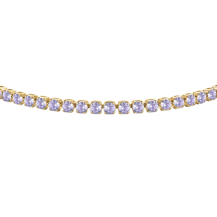 BRACCIALE TENNIS DONNA IN ACCIAIO COLORE ORO CON ZIRCONI VIOLA