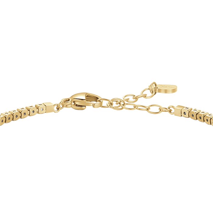 BRACCIALE TENNIS DONNA IN ACCIAIO COLORE ORO CON ZIRCONI BLU