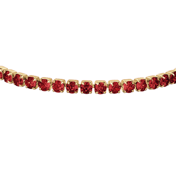 BRACCIALE DONNA TENNIS IN ACCIAIO IP GOLD CON CRISTALLI ROSSI