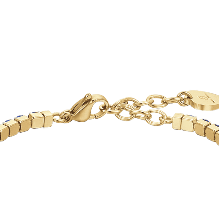 BRACCIALE DONNA TENNIS IN ACCIAIO IP GOLD CON CRISTALLI BLU