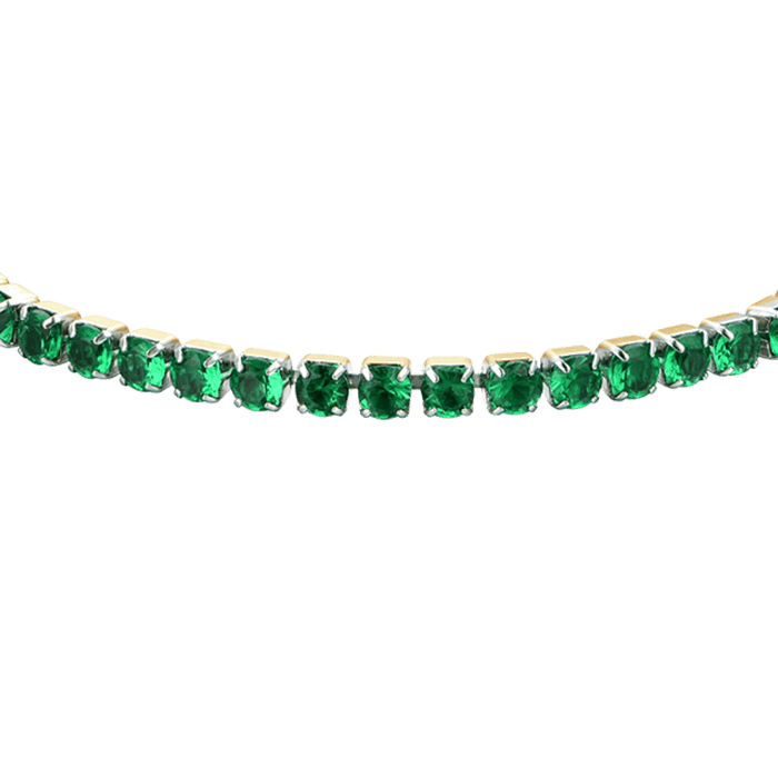 BRACCIALE DONNA TENNIS IN ACCIAIO IP GOLD CON CRISTALLI VERDI