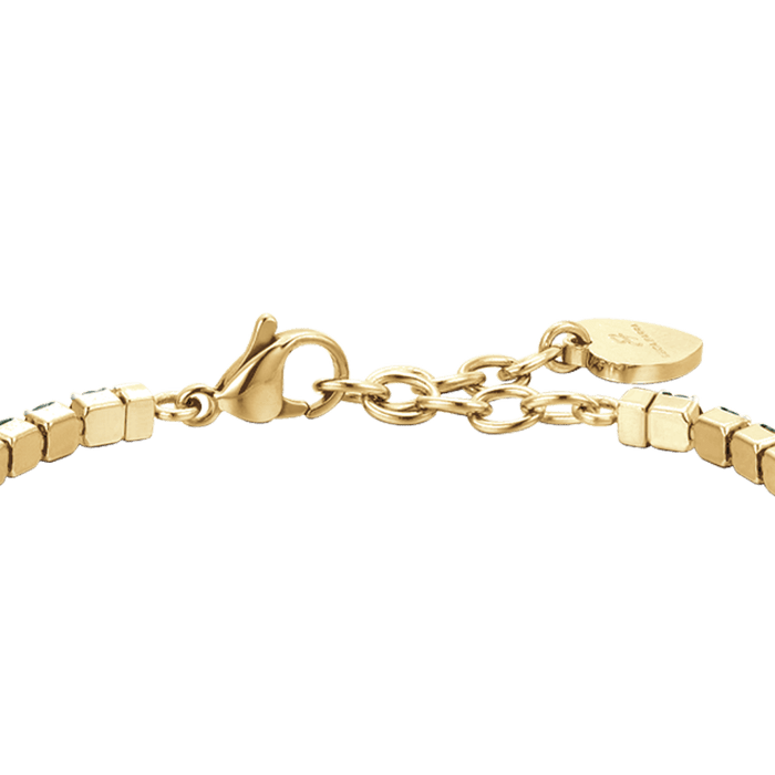 BRACCIALE DONNA TENNIS IN ACCIAIO IP GOLD CON CRISTALLI VERDI