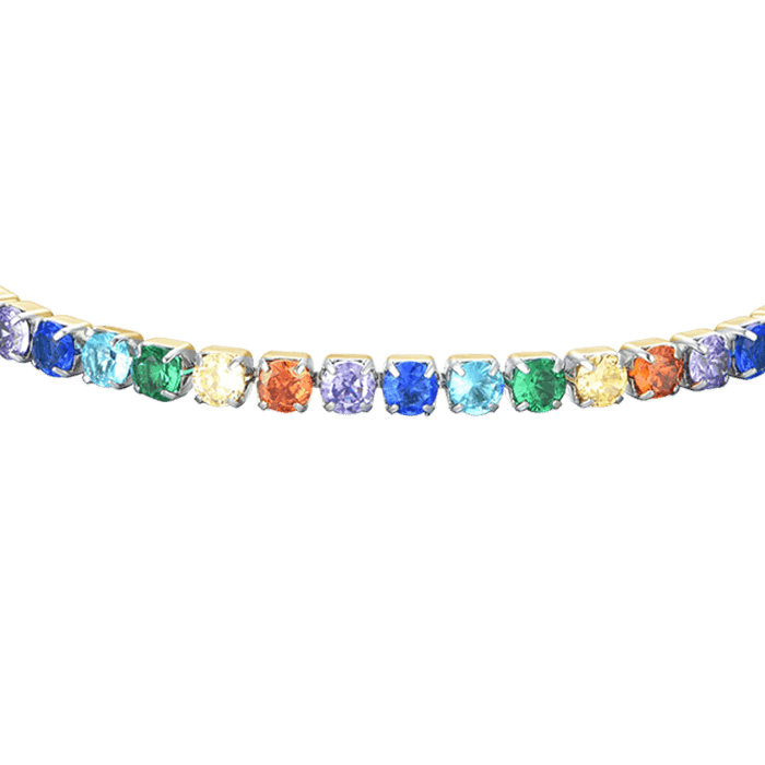 BRACCIALE DONNA TENNIS IN ACCIAIO IP GOLD CON CRISTALLI MULTICOLOR
