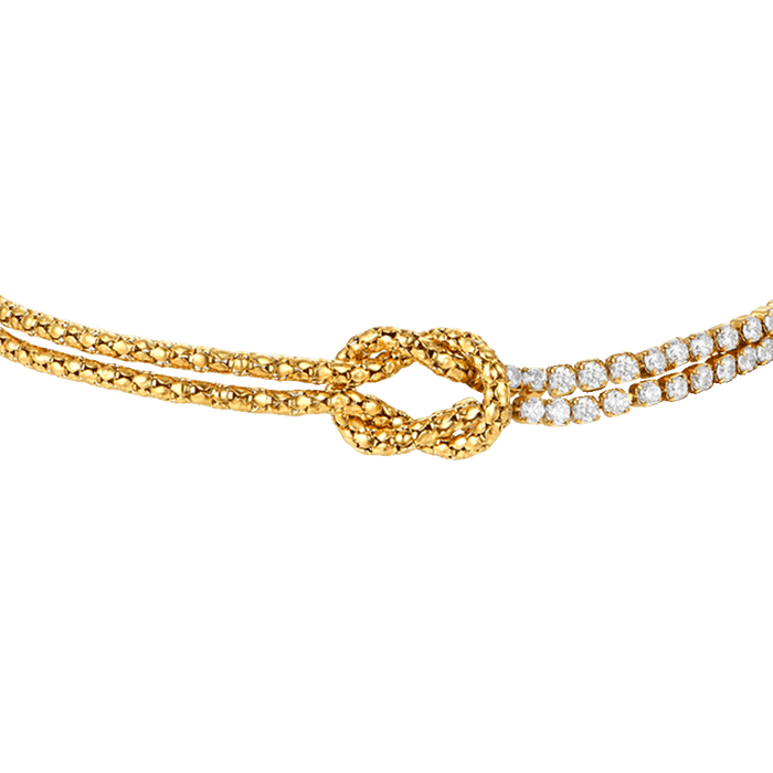 BRACCIALE DONNA IN ACCIAIO IP GOLD CON NODO E ZIRCONI BIANCHI