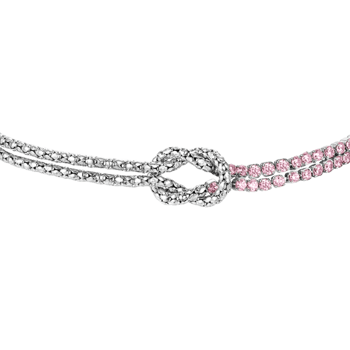 BRACCIALE DONNA IN ACCIAIO CON NODO E ZIRCONI ROSA