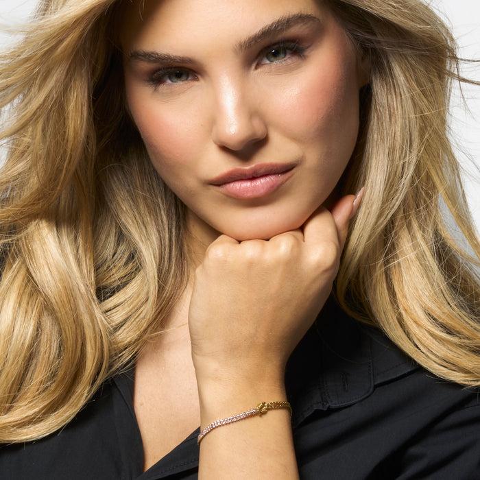 BRACCIALE DONNA IN ACCIAIO IP GOLD CON NODO E ZIRCONI ROSA