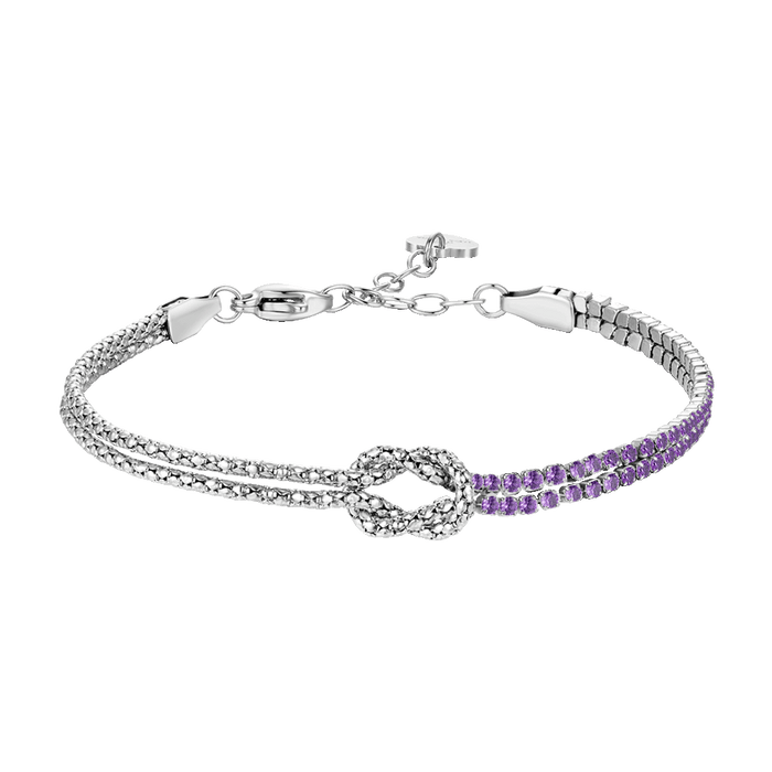 BRACCIALE DONNA IN ACCIAIO CON NODO E ZIRCONI VIOLA