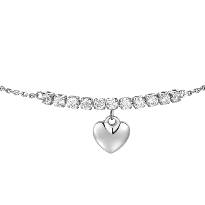 BRACCIALE DONNA IN ACCIAIO CON CUORE E ZIRCONI BIANCHI