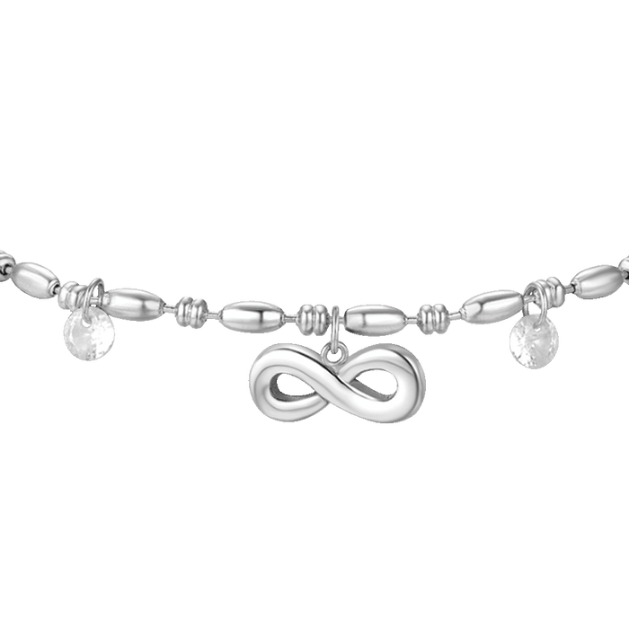 BRACCIALE DONNA IN ACCIAIO CON INFINITO E ZIRCONI BIANCHI