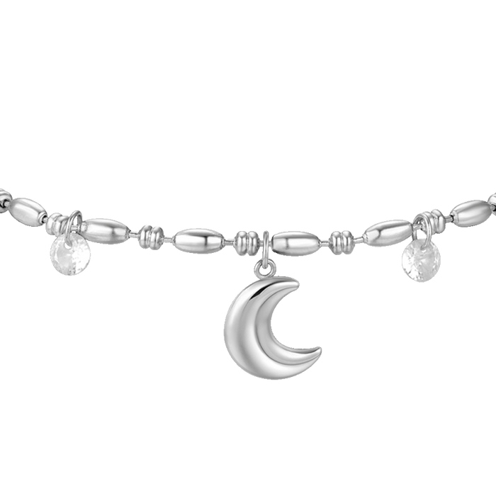 BRACCIALE DONNA IN ACCIAIO CON LUNA E ZIRCONI BIANCHI