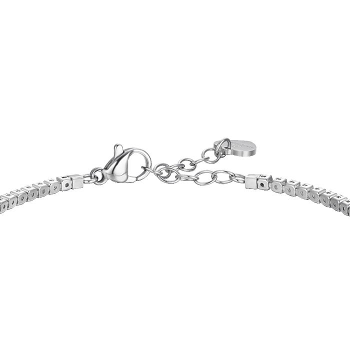 BRACCIALE TENNIS DONNA IN ACCIAIO CON CUORE CON ZIRCONI VERDI E BIANCHI