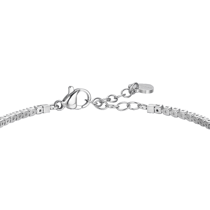 BRACCIALE TENNIS DONNA IN ACCIAIO CON CUORE CON ZIRCONI ROSSI E BIANCHI