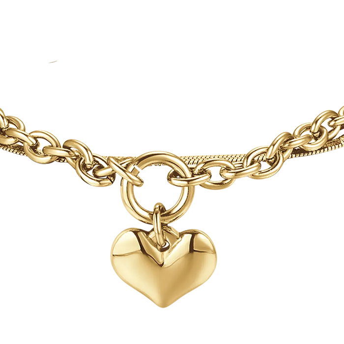 BRACCIALE DONNA IN ACCIAIO IP GOLD CON CUORE E CERCHIO