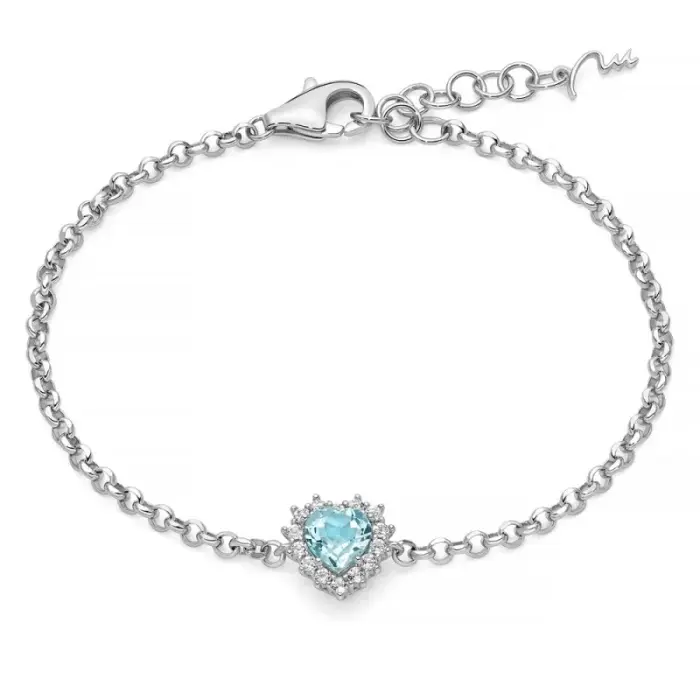 Bracciale con Gemma del Cielo a cuore piccolo e topazi bianchi in argento