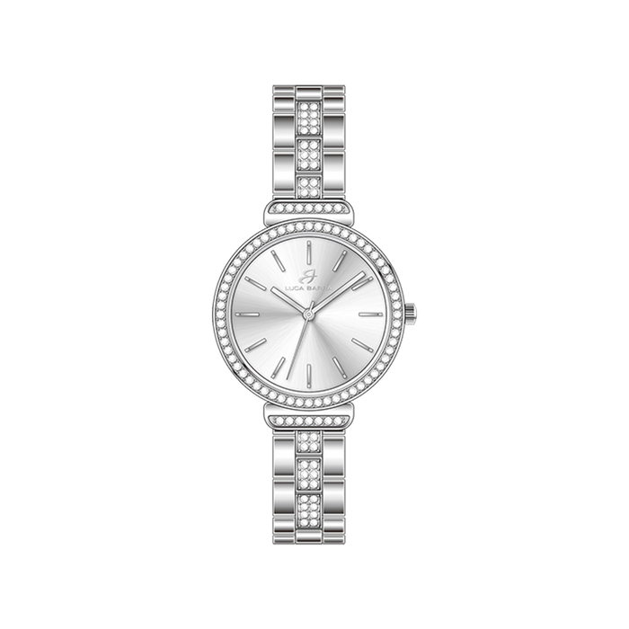 OROLOGIO DONNA IN ACCIAIO CRISTALLI GHIERA E QUADRANTE GRIGIO