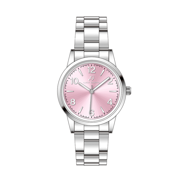 OROLOGIO DONNA IN ACCIAIO CON QUADRANTE ROSA
