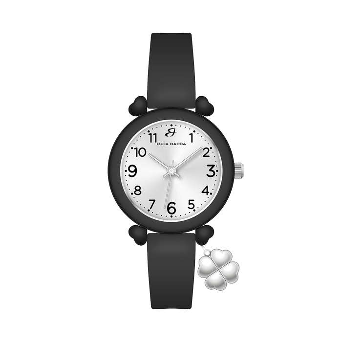 OROLOGIO DONNA NERO CON CHARM QUADRIFOGLIO